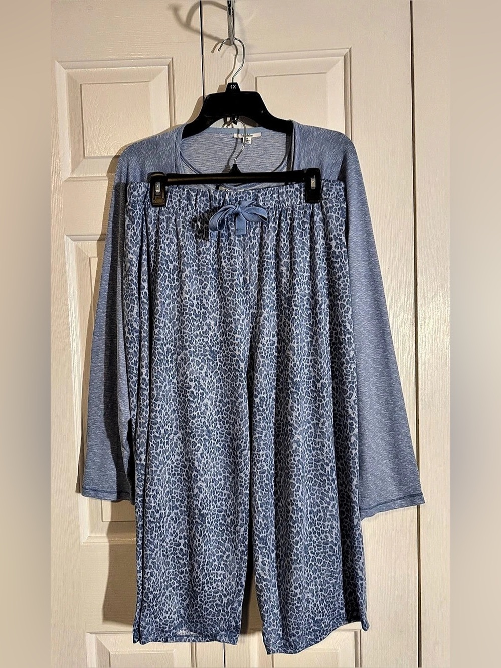 Blue Animal Print Pajama Pants, Tank Top and Matching Coverup